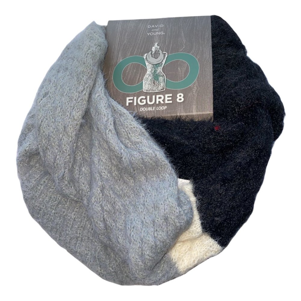 David and Young gray white black infinity scarf